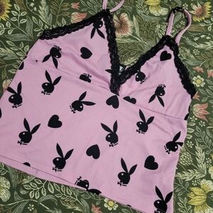 Missguided X PLAYBOY Collab Pink Camisole with Black Print
